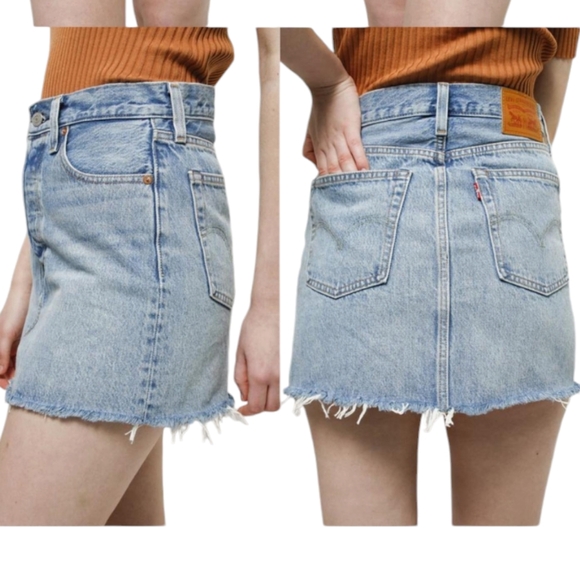 Levis Premium High Rise Denim Skirt Women Size 25 Blue Color Vacation Beach Jean - Picture 6 of 14